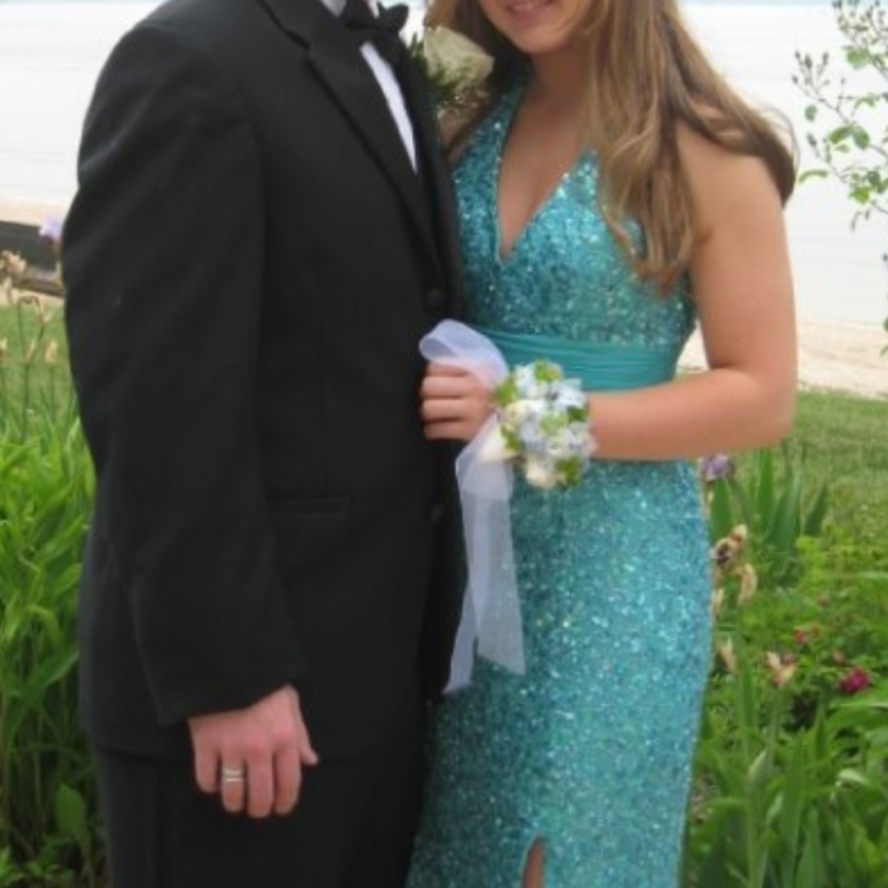 Scala Teal Aqua Blue Prom Formal Dress Gown